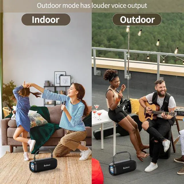 Alt view image 5 of 6 - Portable Karaoke Machine, Bluetooth Speaker with Microphone, Three Echo Levels, Indoor and Outdoor Modes, IPX6, BT 5.3, Supports AUX, TF, USB