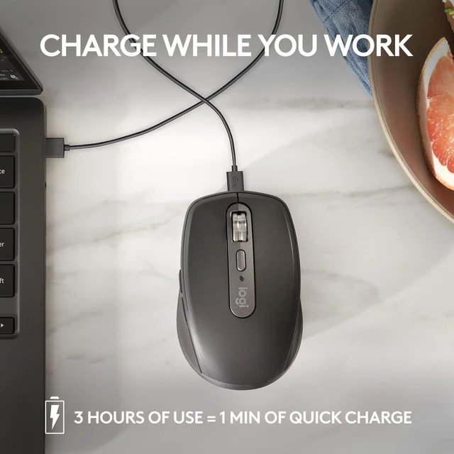 Alt view image 7 of 7 - MX Anywhere 3S Compact Wireless Mouse Fast Scrolling - Graphite | MagSpeed Scrolling , 8K DPI Any-Surface, Quiet Clicks, Programmable Buttons, Windows/Mac/Chrome/Linux, USB-C, Bluetooth