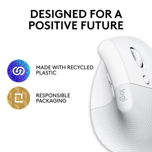 Alt view image 5 of 7 - Lift for Mac Wireless Vertical Ergonomic Mouse, Bluetooth, Quiet Clicks, Silent Smartwheel, 4 Customizable Buttons, for macOS/iPadOS/MacBook Pro/Macbook Air/iMac/iPad - Off White