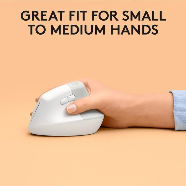 Alt view image 7 of 7 - Lift for Mac Wireless Vertical Ergonomic Mouse, Bluetooth, Quiet Clicks, Silent Smartwheel, 4 Customizable Buttons, for macOS/iPadOS/MacBook Pro/Macbook Air/iMac/iPad - Off White