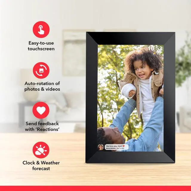 Alt view image 5 of 7 - 32GB FRAMEO 10.1 Inch Smart WiFi Digital Photo Frame 1280x800 IPS LCD Touch Screen, Auto-Rotate Portrait and Landscape, Built in 32GB Memory, Share Moments Instantly via Frameo App from Anywhere