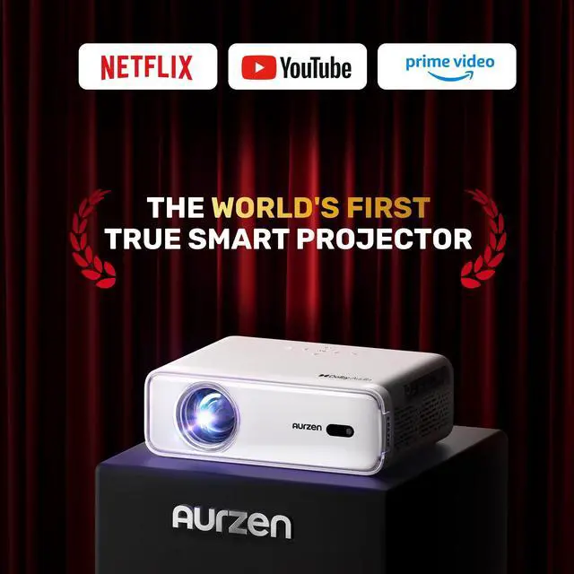 Alt view image 2 of 7 - JAYSUINGEAZZE D1 Smart Projector with WiFi and Bluetooth, Officially-Licensed APP, Auto Focus/Keystone, DoIby Audio 16W Speakers, Native 1080P, HDR10, 4K Support, Portable Mini Outdoor Movie Projector