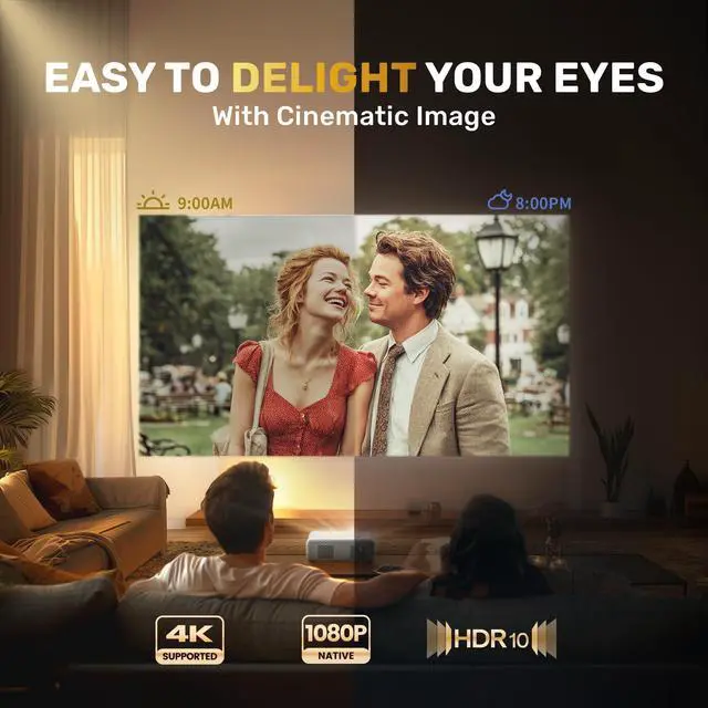 Alt view image 4 of 7 - JAYSUINGEAZZE D1 Smart Projector with WiFi and Bluetooth, Officially-Licensed APP, Auto Focus/Keystone, DoIby Audio 16W Speakers, Native 1080P, HDR10, 4K Support, Portable Mini Outdoor Movie Projector