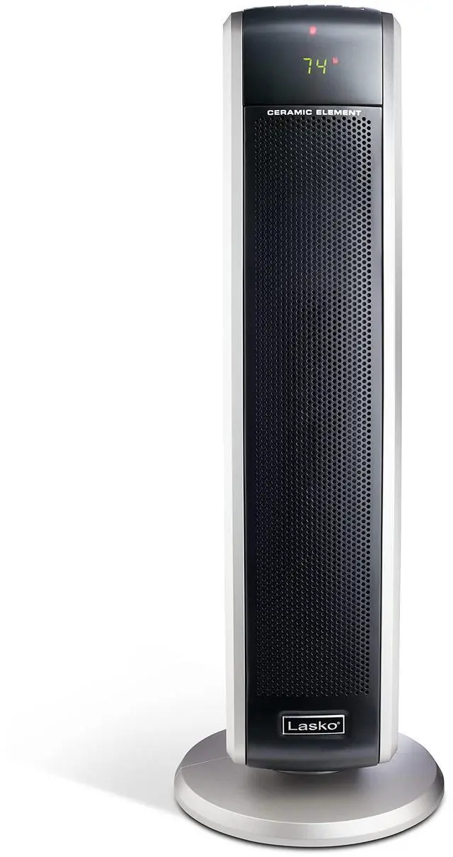 Alt view image 7 of 7 - Oscillating Digital Ceramic Tower Heater for Large Rooms, with Adjustable Thermostat, Timer and Remote Control, 29 Inches, 1500W, Black, 5586