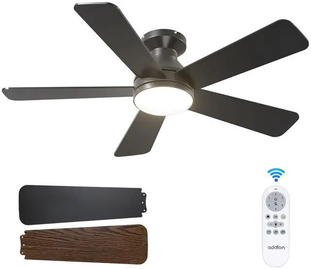 Main image of Ceiling Fans with Lights, 42 Inch Low Profile Ceiling Fan with Light and Remote Control, Flush Mount, Reversible, 3CCT, Dimmable, Quiet, Black Small Ceiling Fan for Bedroom Indoor/Outdoor Use