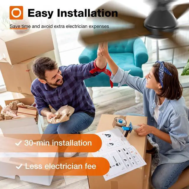 Alt view image 7 of 7 - Ceiling Fans with Lights, 42 Inch Low Profile Ceiling Fan with Light and Remote Control, Flush Mount, Reversible, 3CCT, Dimmable, Quiet, Black Small Ceiling Fan for Bedroom Indoor/Outdoor Use