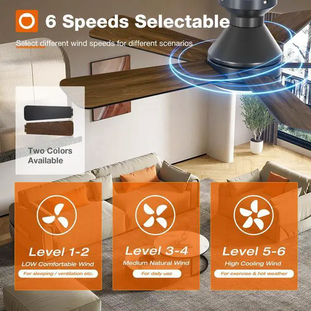 Alt view image 3 of 7 - Ceiling Fans with Lights, 42 Inch Low Profile Ceiling Fan with Light and Remote Control, Flush Mount, Reversible, 3CCT, Dimmable, Quiet, Black Small Ceiling Fan for Bedroom Indoor/Outdoor Use