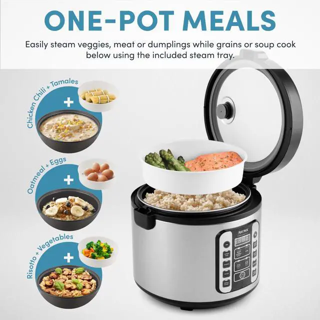 Alt view image 2 of 7 - Housewares Professional 20-Cup (Cooked) / 5Qt. Digital Rice Cooker, Steamer, and Slow Cooker Pot with 10 Smart Cooking Modes, Including Sauté-then-Simmer