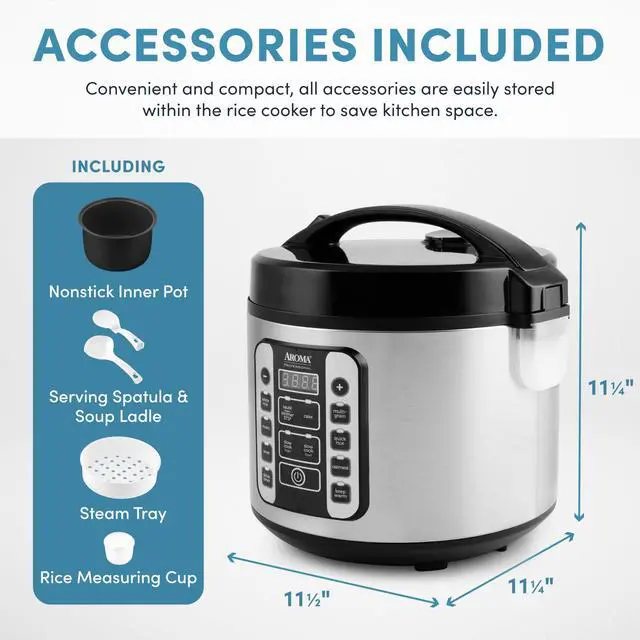 Alt view image 7 of 7 - Housewares Professional 20-Cup (Cooked) / 5Qt. Digital Rice Cooker, Steamer, and Slow Cooker Pot with 10 Smart Cooking Modes, Including Sauté-then-Simmer