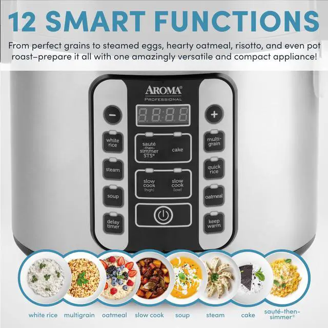 Alt view image 4 of 7 - Housewares Professional 20-Cup (Cooked) / 5Qt. Digital Rice Cooker, Steamer, and Slow Cooker Pot with 10 Smart Cooking Modes, Including Sauté-then-Simmer