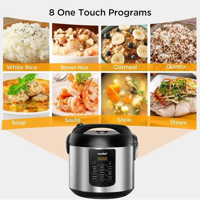 Alt view image 2 of 5 - Rice Cooker 10 cup Uncooked/20 cup Cooked , Rice Maker, Steamer, Saute, Steamer and Warmer, 5.2 QT Large Capacity, Brown Rice, Quinoa and Oatmeal, 8 One-Touch Programs
