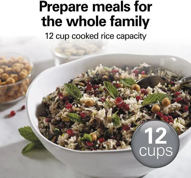 Alt view image 3 of 7 - Digital Programmable Rice Cooker & Food Steamer,12 Cups Cooked (6 Uncooked), with Slow Cook & Hard-Boiled Egg Functions, Steam & Rinse Basket, Blue (37561)