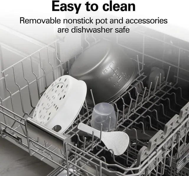 Alt view image 6 of 7 - Digital Programmable Rice Cooker & Food Steamer,12 Cups Cooked (6 Uncooked), with Slow Cook & Hard-Boiled Egg Functions, Steam & Rinse Basket, Blue (37561)