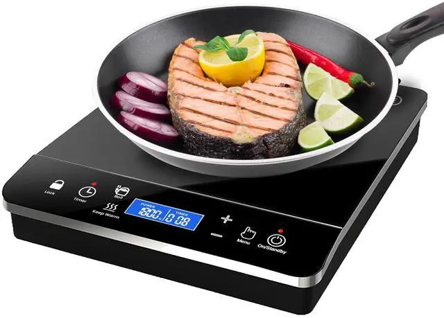 Alt view image 6 of 6 - Portable Induction Cooktop Hot Plate Countertop Burner 1800 Watts Induction Burner with LCD Sensor Touch, LED Display, 10 Temperature Levels, Child Safety Lock, Auto Shutoff Function