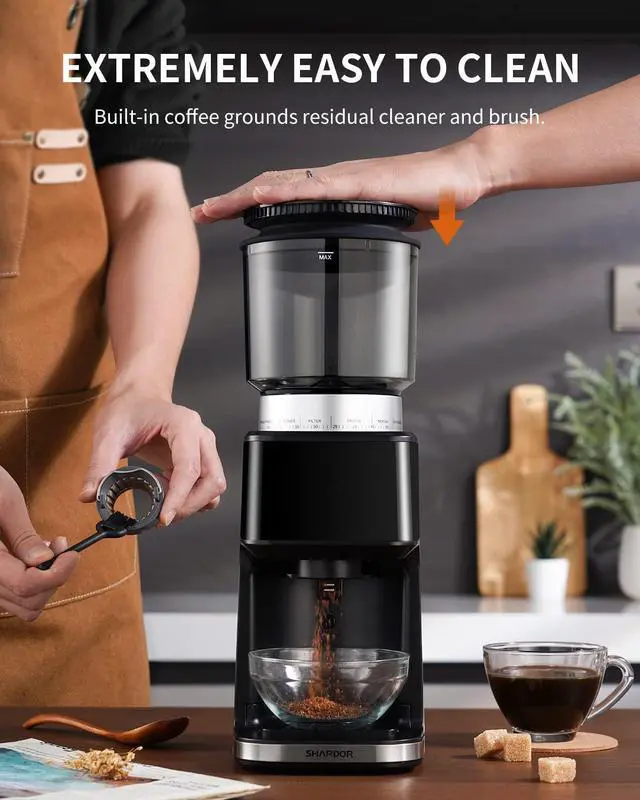 Alt view image 7 of 7 - Conical Burr Espresso Coffee Grinder Electric with Precision Timer 2.0, Touchscreen Adjustable Burr Mill with 51 Precise Settings for Home Use, Anti-static, Stainless Steel