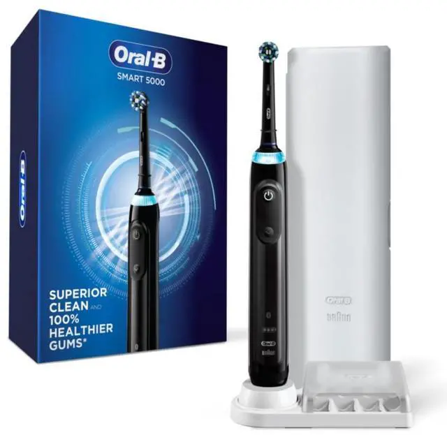 Main image of Pro 5000 Smartseries Power Rechargeable Electric Toothbrush with Bluetooth Connectivity, Black Edition