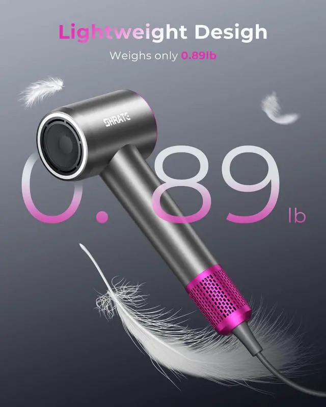 Alt view image 4 of 7 - Professional High Speed Ionic Hair Dryer | Ultra-Fast Drying | 500 Million Negative Ions | Low Noise | 160000 RPM | Compact Blow Dryer with Magnetic Diffuser for Faster Drying All Hair Types