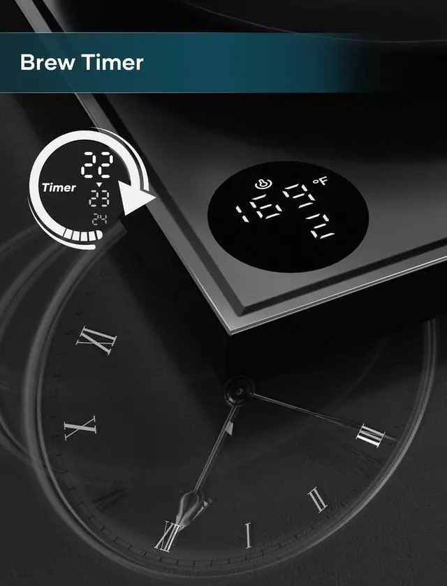 Alt view image 7 of 7 - Electric Kettles, Gooseneck Electric Kettle, ±1 Temperature Control, Stainless Steel Inner, Quick Heating, for Pour Over Coffee, Brew Tea, Boil Hot Water, 0.9L Black