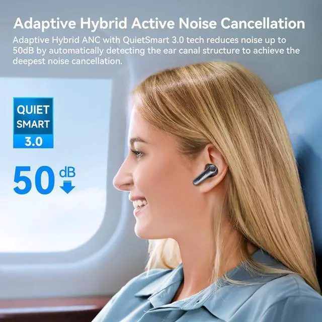 Alt view image 2 of 7 - Air Pro 4 Adaptive Hybrid Noise Canceling Wireless Earbuds, Qualcomm Snapdragon Sound, aptX Lossless, 6 Mics AI CVC 8.0 Call, LDAC Hi-Res Audio, 52H Playtime, Bluetooth 5.4, in-Ear Detection