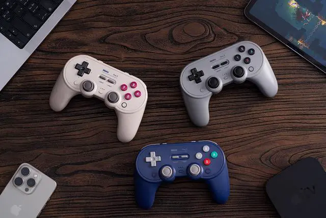 Alt view image 5 of 7 - Pro 3 Bluetooth Controller for Switch/Switch 2  TMR Joysticks, Swappable ABXY Buttons, Pro Back Buttons, Charging Dock, Hall Effect Triggers, for Windows, Apple, SteamOS, Android - Purple