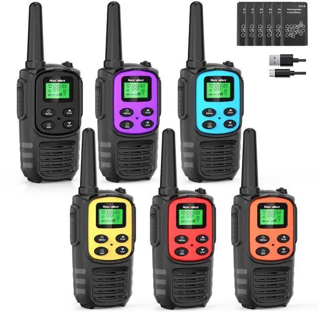 Main image of Walkie Talkies Long Range for Adults, Rechargeable Walkie Talkies 6 Pack with 22 FRS Channels, 2 Way Radios, NOAA, Li-ion Battery, LED Flashlight, VOX Gift for Family Hiking Camping