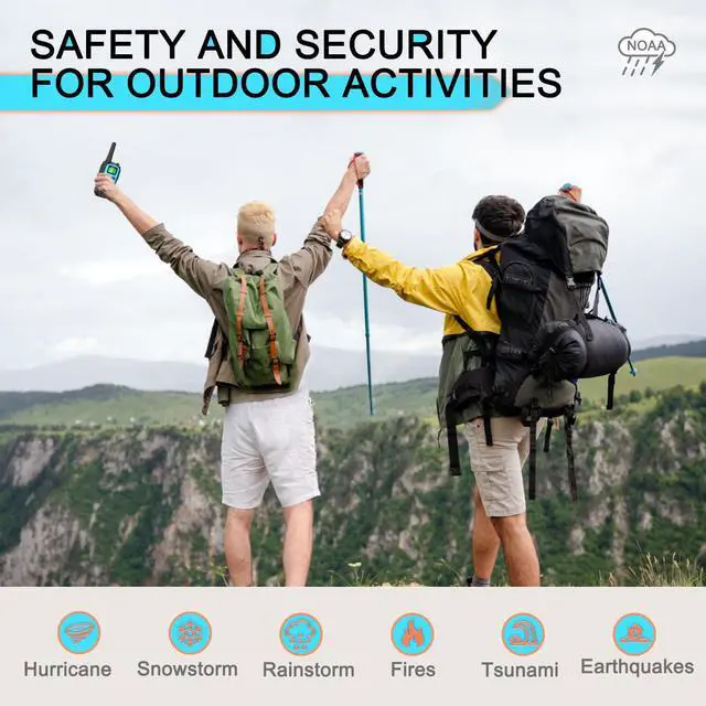 Alt view image 3 of 6 - Walkie Talkies Long Range for Adults, Rechargeable Walkie Talkies 6 Pack with 22 FRS Channels, 2 Way Radios, NOAA, Li-ion Battery, LED Flashlight, VOX Gift for Family Hiking Camping