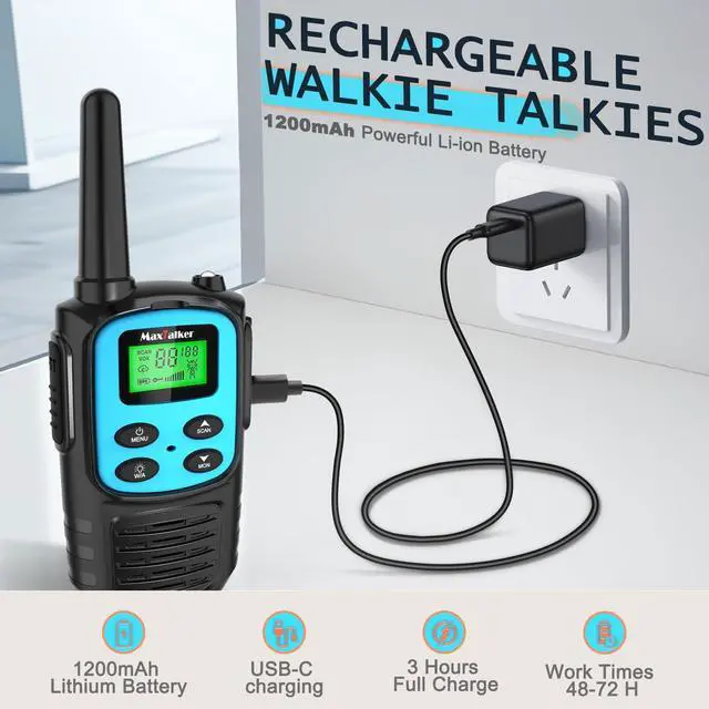 Alt view image 2 of 6 - Walkie Talkies Long Range for Adults, Rechargeable Walkie Talkies 6 Pack with 22 FRS Channels, 2 Way Radios, NOAA, Li-ion Battery, LED Flashlight, VOX Gift for Family Hiking Camping