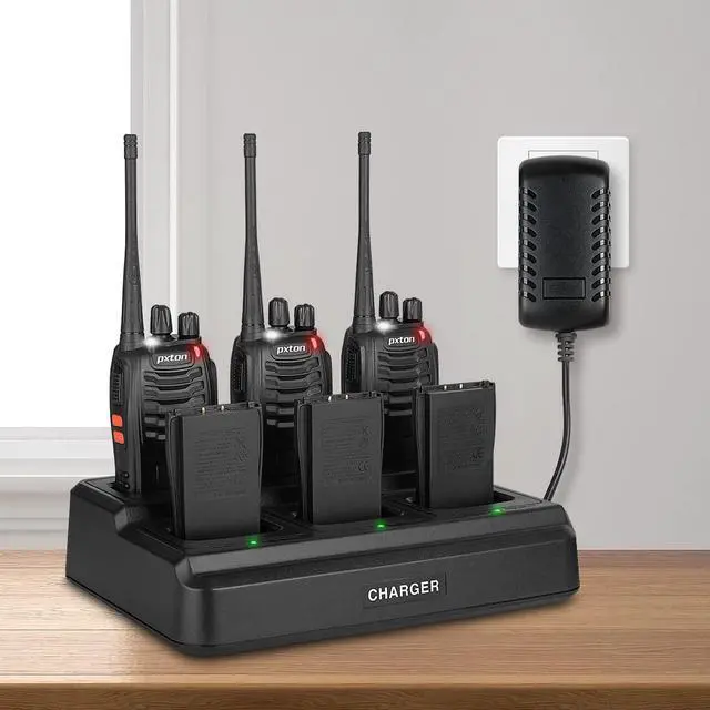 Alt view image 3 of 7 - KEHIPIwalkie talkies for Adults Long Range with Upgraded Earpiece,radios walkie talkies Rechargeable Portable Two Way Radios with 6 Way Multi Gang Charger and Li-ion Battery (6 Pack)