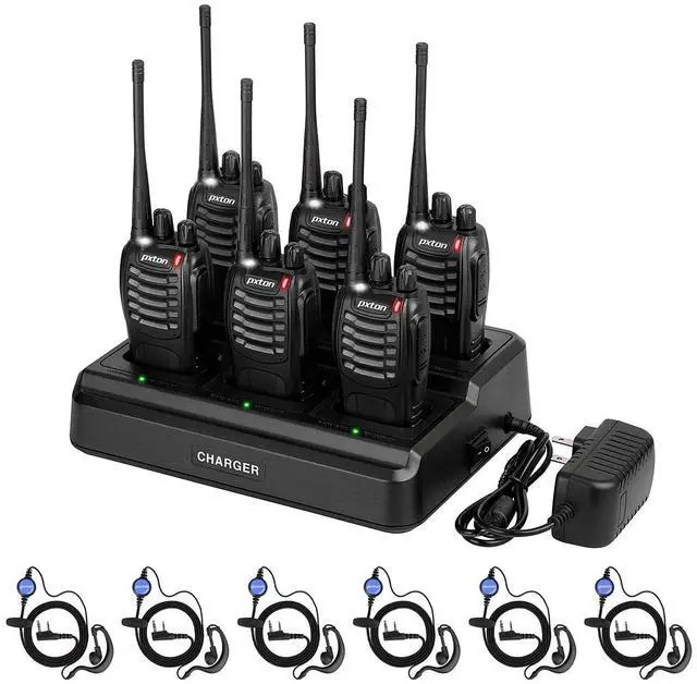 Alt view image 7 of 7 - KEHIPIwalkie talkies for Adults Long Range with Upgraded Earpiece,radios walkie talkies Rechargeable Portable Two Way Radios with 6 Way Multi Gang Charger and Li-ion Battery (6 Pack)