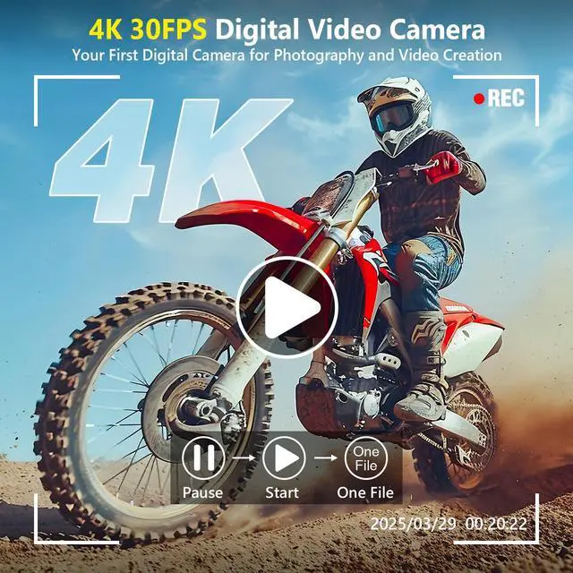 Alt view image 2 of 5 - 4K Digital Camera for Photography Autofocus, Upgraded 64MP WiFi Vlogging Camera for YouTube with 3" 180° Flip Screen, 16X Zoom, Compact Travel Cameras for Beginners with 32GB Card, 2 Batteries, Black