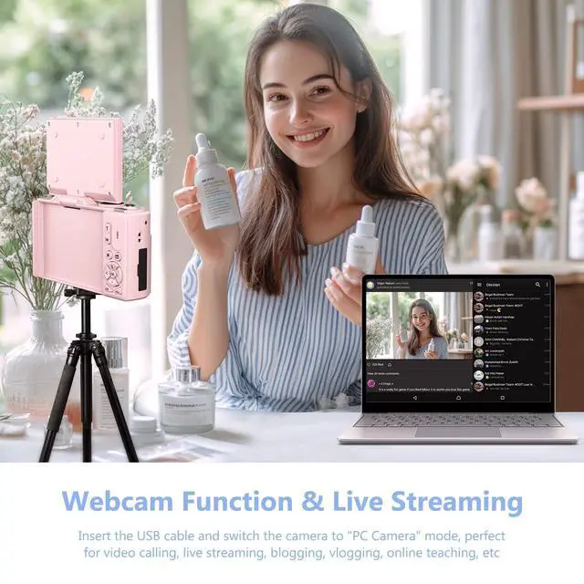 Alt view image 5 of 7 - 4K Digital Camera for Photography, 64MP Vlogging Camera for YouTube with 3" 180° Flip Screen, 18X Digital Zoom Point and Shoot Camara with 32GB Micro SD Card for Beginner (Light Pink)