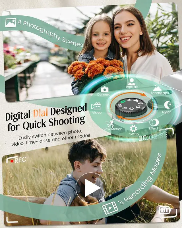 Alt view image 5 of 7 - 4K Digital Camera for Photography with WiFi,64MP Autofocus Vlogging Camera for YouTube,3'' 180° Flip Screen Compact Travel Camera for Teens with 32GB SD Card,16X Zoom,Anti-Shake,2 Batteries(Black)