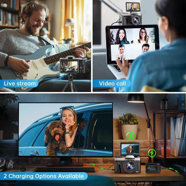Alt view image 7 of 7 - 4K Digital Camera for Photography with WiFi, 2025 Latest Auto-Focus Vlogging Camera for YouTube Video 3'' 180° Flip Screen Travel Cameras 16X Zoom Anti-Shake 4K Cameras with SD Card, 2 Batteries