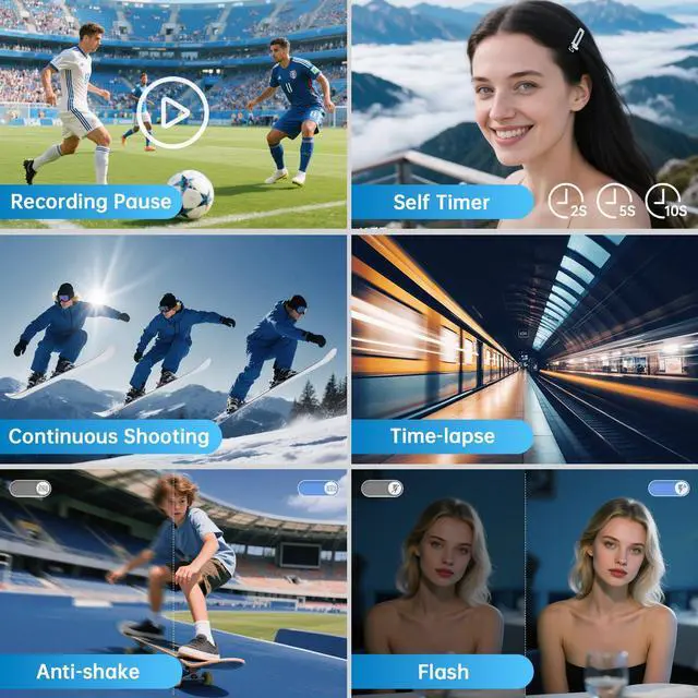 Alt view image 6 of 7 - 4K Digital Camera for Photography with WiFi, 2025 Latest Auto-Focus Vlogging Camera for YouTube Video 3'' 180° Flip Screen Travel Cameras 16X Zoom Anti-Shake 4K Cameras with SD Card, 2 Batteries