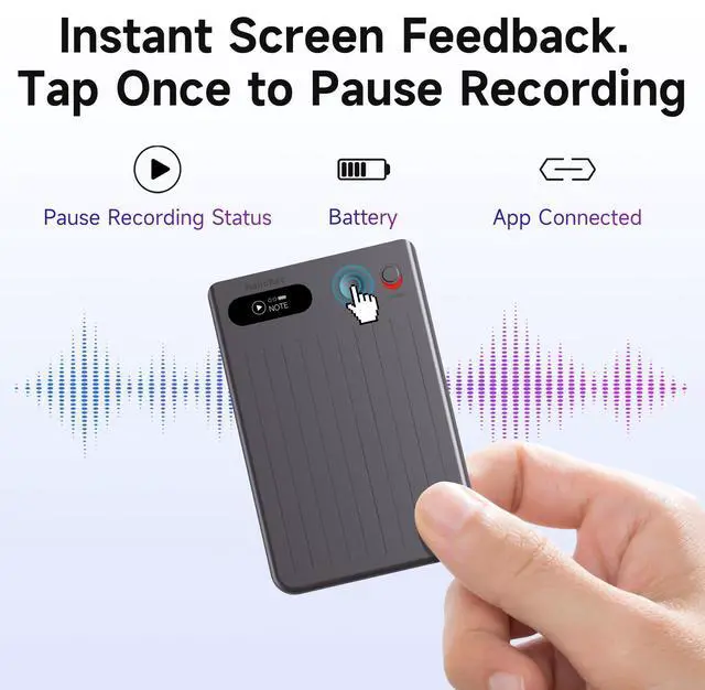 Alt view image 6 of 7 - AI Voice Recorder, 64GB Audio Note Recorder  73H Battery, USB-C Fast Charge, Magnetic Clip, 118-Language Transcription, AI Noise Cancellation, App Control, for Lectures, Meetings, Calls- Gray