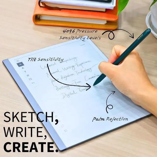 Alt view image 2 of 5 - MR05 EMR Stylus for Remarkable 2 Pen/Kindle Scribe Pen Digital Eraser, 4096 Pressure Sensitivity, Palm Rejection, Digital Pen for EMR Devices/Tablet