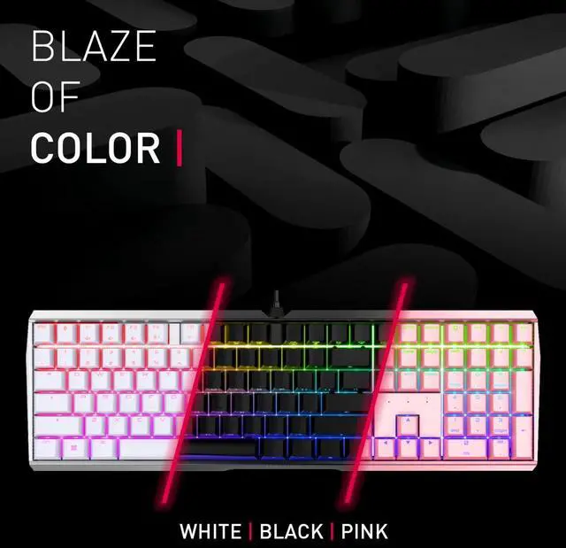 Alt view image 4 of 5 - MX 3.0 S Wired Mechanical Gaming Keyboard. Aluminum Housing Built for Gamers w/MX Red Switches. RGB Backlit Color Display Over 16m Colors. from The Makers of MX. Full Size. Pure White.