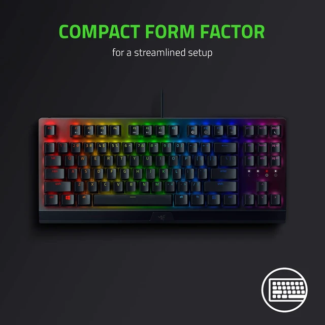Alt view image 3 of 6 - BlackWidow V3 TKL Mechanical Gaming Keyboard, Yellow Switches, Black | Linear & Silent Mechanical Switches, Chroma RGB Lighting, Compact Form Factor, Programmable Macros
