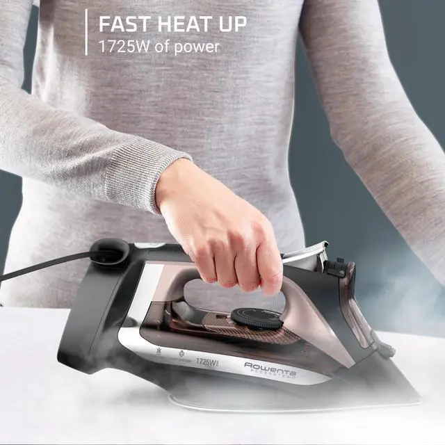 Alt view image 3 of 7 - Access Stainless Steel Soleplate Steam Iron with Retractable Cord, Powerful Steam Diffusion, Auto-Off and Anti-Drip, 1725 Watts, Black Clothes Iron, DW2459