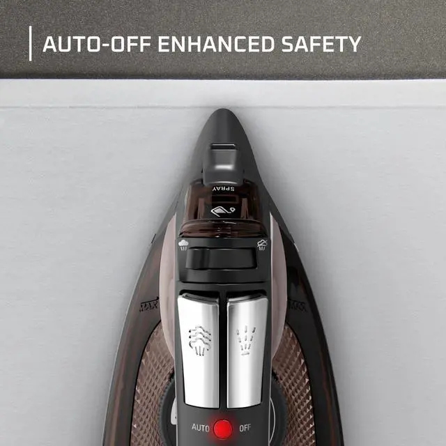 Alt view image 6 of 7 - Access Stainless Steel Soleplate Steam Iron with Retractable Cord, Powerful Steam Diffusion, Auto-Off and Anti-Drip, 1725 Watts, Black Clothes Iron, DW2459