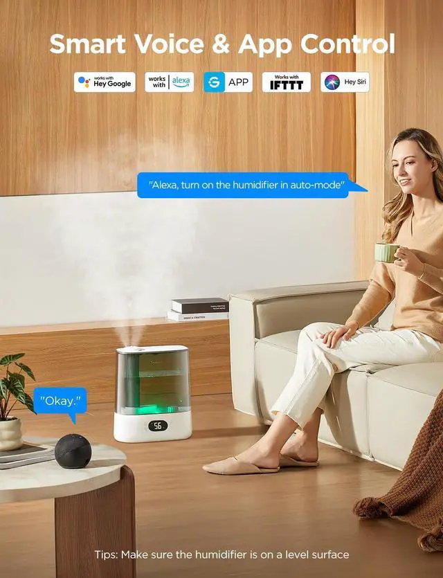 Alt view image 2 of 7 - Smart Humidifiers for Bedroom, 6L Cool Mist Top Fill for Large Room, Humidity Sensor, Auto Mode, Schedule, 60H Quiet Runtime, WiFi Humidifier Essence Diffuser for Baby Plant, Work with Alexa