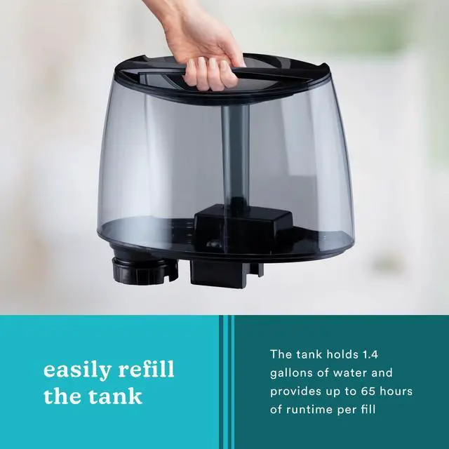 Alt view image 3 of 6 - TotalComfort Plus Humidifier Large Air Humidifiers for Bedroom, Plants Top-Fill 5.3L Water Tank with Cool and Warm Mist, Essential Oil Pads, Colored Night-Light, Black