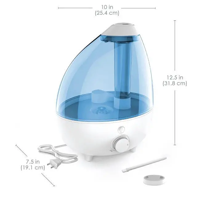 Alt view image 6 of 6 - MistAire XL Ultrasonic Cool Mist Humidifier - All Day Operation for Large Rooms, 1 Gallon Tank, Variable Mist Control, Automatic Shut-Off, Whisper Quiet, and Optional Night Light