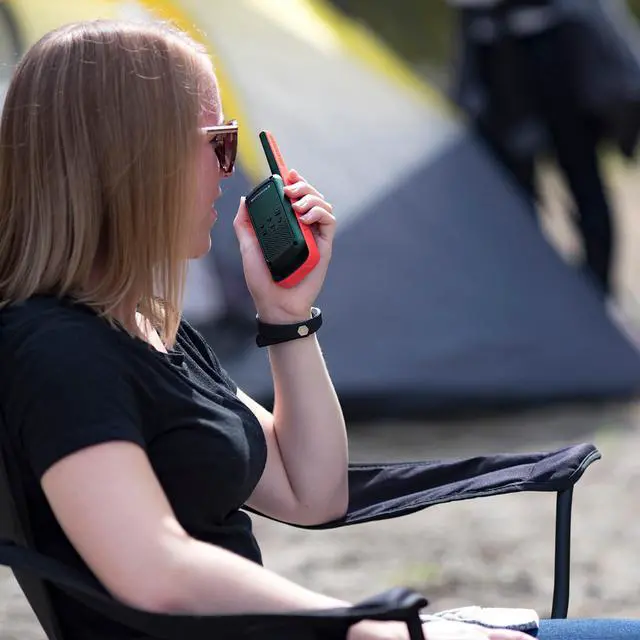 Alt view image 5 of 5 - , Portable FRS, T210TP, Talkabout, Two-Way Radios, Rechargeable, 22 Channel, 20 Mile, Black W/Red, 3 Pack