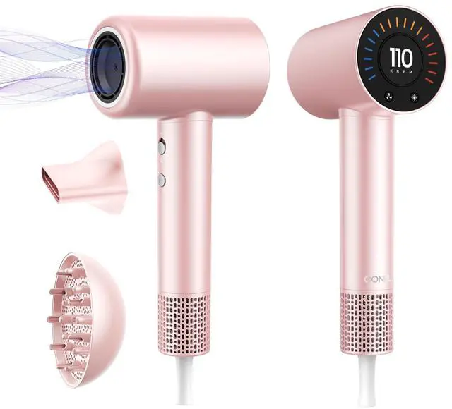 Main image of Hair Dryer, 110000 RPM Fast Drying Blow Dryer with Magnetic Diffuser and Concentrator, Professional Lightweight Ionic Hair Dryer for Women and Men