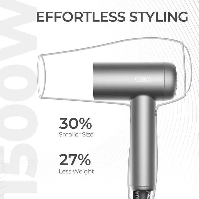 Alt view image 7 of 7 - Ionic Hair Dryer for Women, Professional Blow Dryer with 110000 RPM Brushless Motor for Fast Drying, Travel Lightweight AIRHYPE Lite Hairdryer, Low Noise, 4 Temps & 3 Speeds for Man, Silver