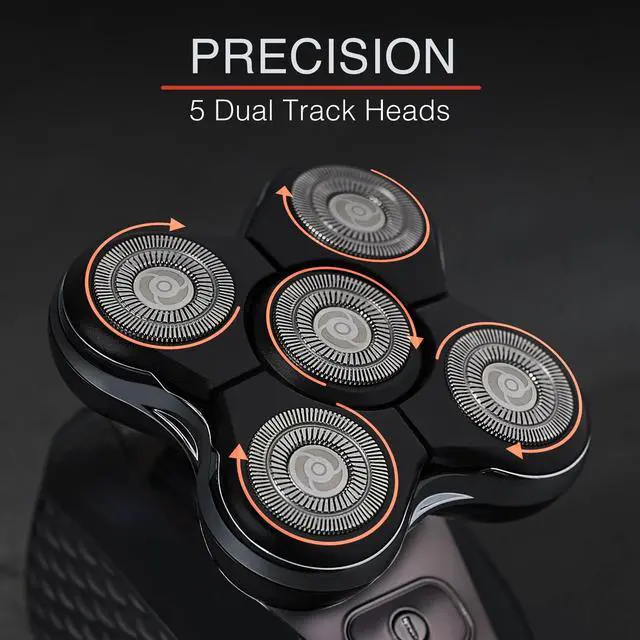 Alt view image 4 of 7 - XR7000 Balder Pro Rotary Shaver Rechargeable Waterproof Electric Razor for Men Cordless Lithium Power 5 Dual Track Flexing Heads and Pop-Up Trimmer Black