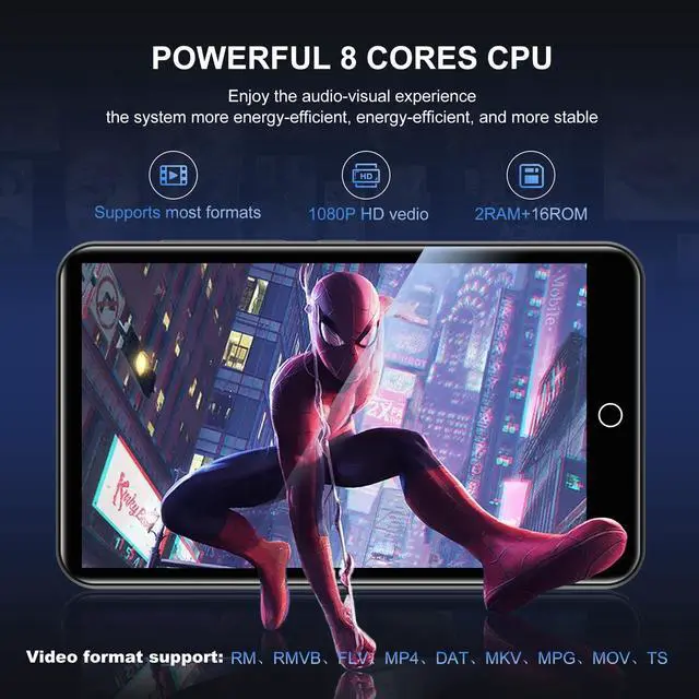 Alt view image 4 of 7 - 80GB MP3 Player with Bluetooth and WiFi, 4" HD Full Touch Screen MP3 Player with Spotify, Amazon Music,YouTube,Pandora,Libby,Android MP4 Music Player for Kids (Black)