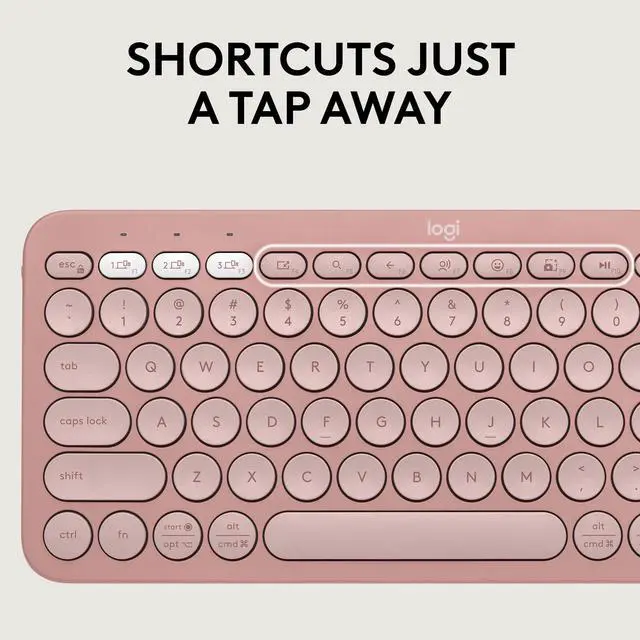 Alt view image 5 of 7 - Pebble 2 Combo, Wireless Keyboard and Mouse, Quiet and Portable, Customizable, Logi Bolt, Bluetooth, Easy-Switch for Windows, macOS, iPadOS, Chrome - Tonal Rose