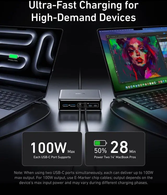 Alt view image 2 of 5 - Prime Charger, 200W 6-Port GaN Charging Station, USB-C PD Fast Charging Desktop Charger, Compatible with iPhone, Samsung, MacBook, Dell and More